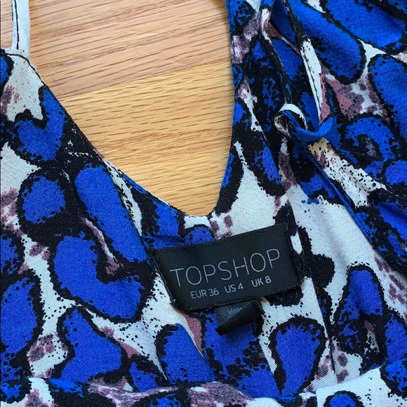 NWOT Topshop Blue Leopard Animal Print Maxi Dress - Picture 6 of 7